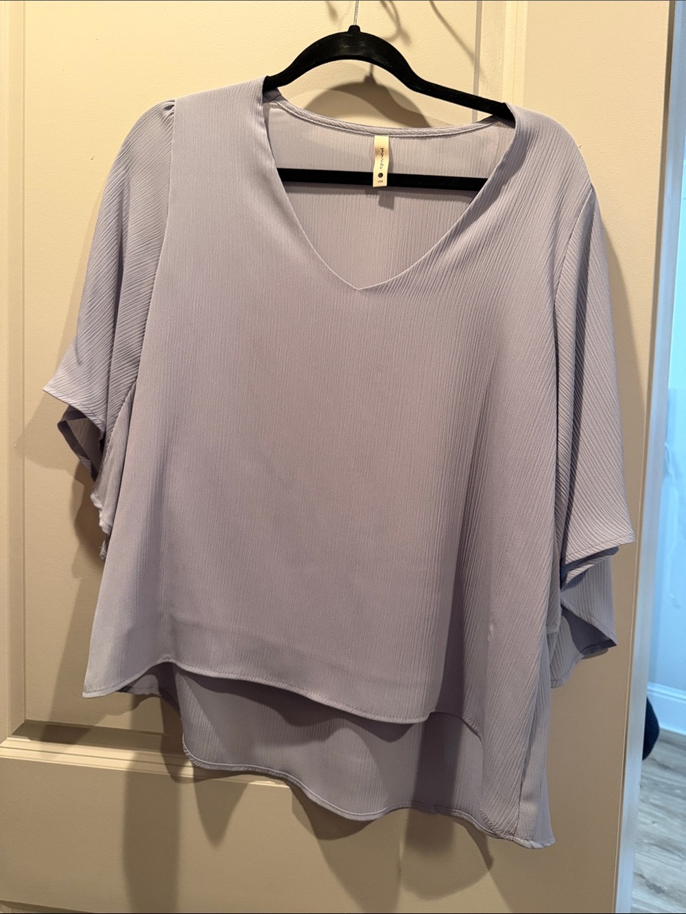 Light Blue V-Neck Women’s Blouse - Soft Flowing Top